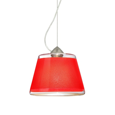 Besa Lighting Pica 9 Cord Pendant, Red Sand, Satin Nickel Finish, 1x75W Incandescent 1KX-PIC9RD-SN